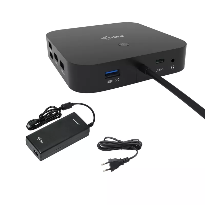i-tec USB-C HDMI DP Docking stotelė su 100 W įkrovimu ir universalus 100 W maitinimo adapteris