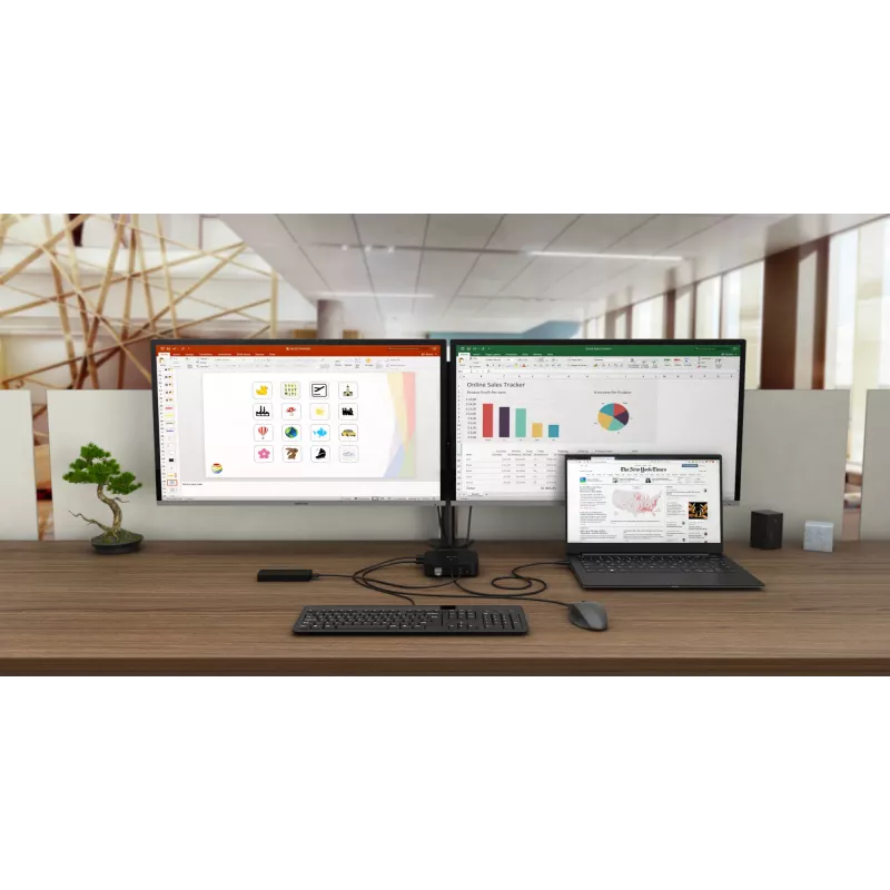i-tec USB-C HDMI DP Docking stotelė su 100 W įkrovimu ir universalus 100 W maitinimo adapteris