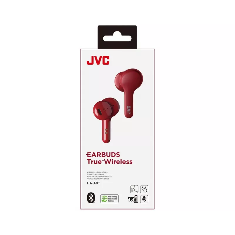 JVC HA-A8T-R belaidės ausinės, TWS, į ausį, muzika, raudonos
