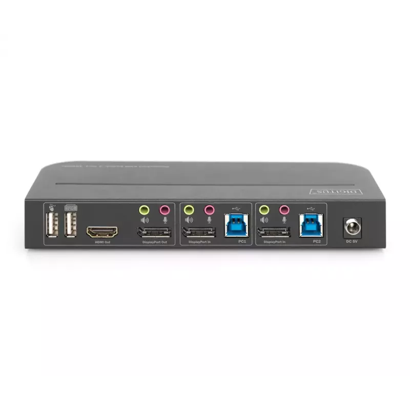 DIGITUS KVM jungiklis, 2x1 DP, DP/HDMI išvestis, USB, 4Kx2K@60Hz