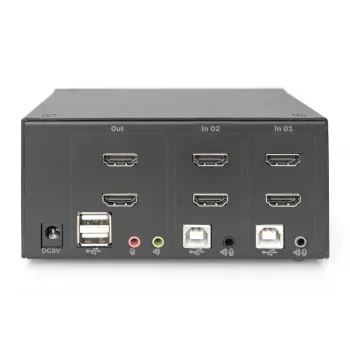 DIGITUS KVM jungiklis, 2 prievadai, dviejų ekranų, 4K, HDMI