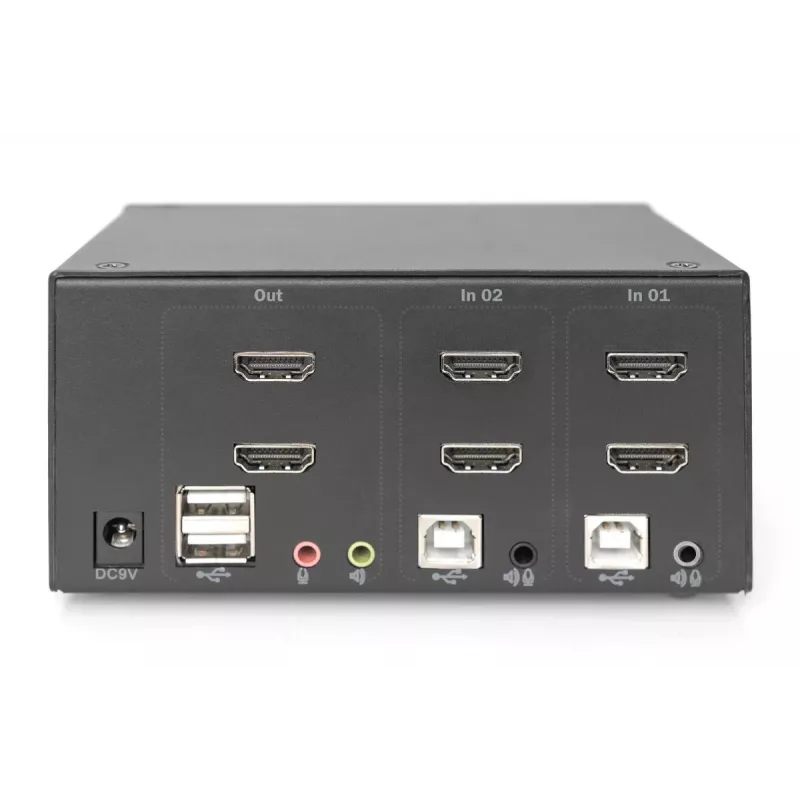 DIGITUS KVM jungiklis, 2 prievadai, dviejų ekranų, 4K, HDMI
