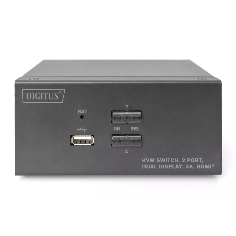 DIGITUS KVM jungiklis, 2 prievadai, dviejų ekranų, 4K, HDMI