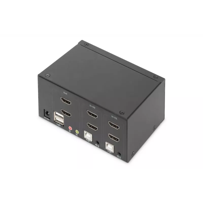 DIGITUS KVM jungiklis, 2 prievadai, dviejų ekranų, 4K, HDMI