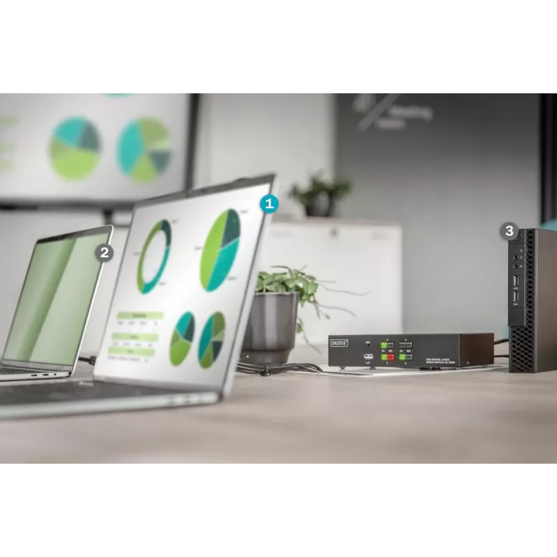 KVM jungiklis Digitus 4 prievadų vienam ekranui 4K HDMI