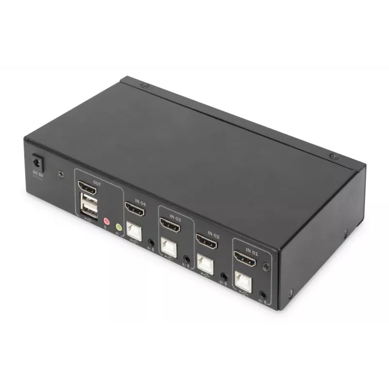 KVM jungiklis Digitus 4 prievadų vienam ekranui 4K HDMI