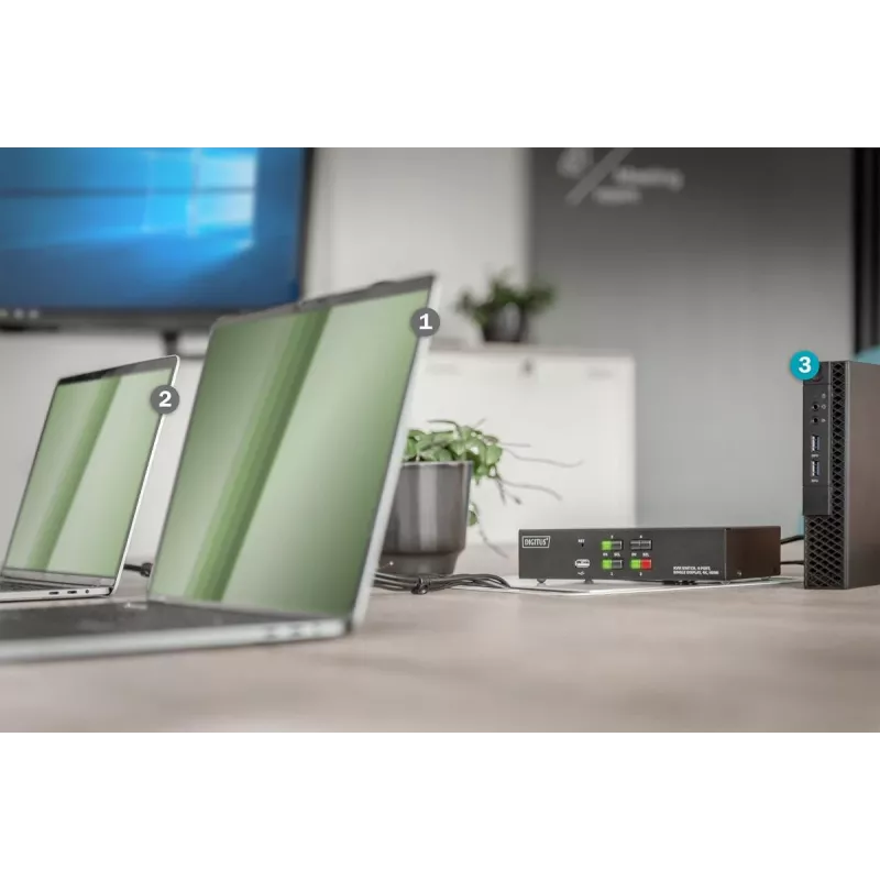 KVM jungiklis Digitus 4 prievadų vienam ekranui 4K HDMI