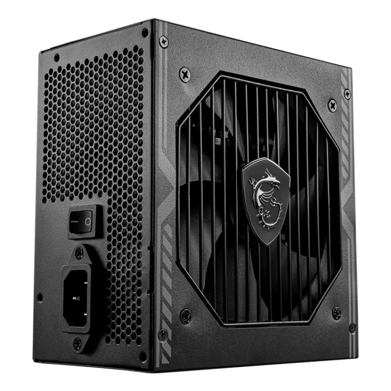 MSI MAG A550BN UK maitinimo blokas 550W, 80 Plus Bronze, 12V vienas kanalas, DC-DC grandinė, 120mm ventiliatorius, nemodulinis, pinti kabeliai, ATX, UK laidas, juodas