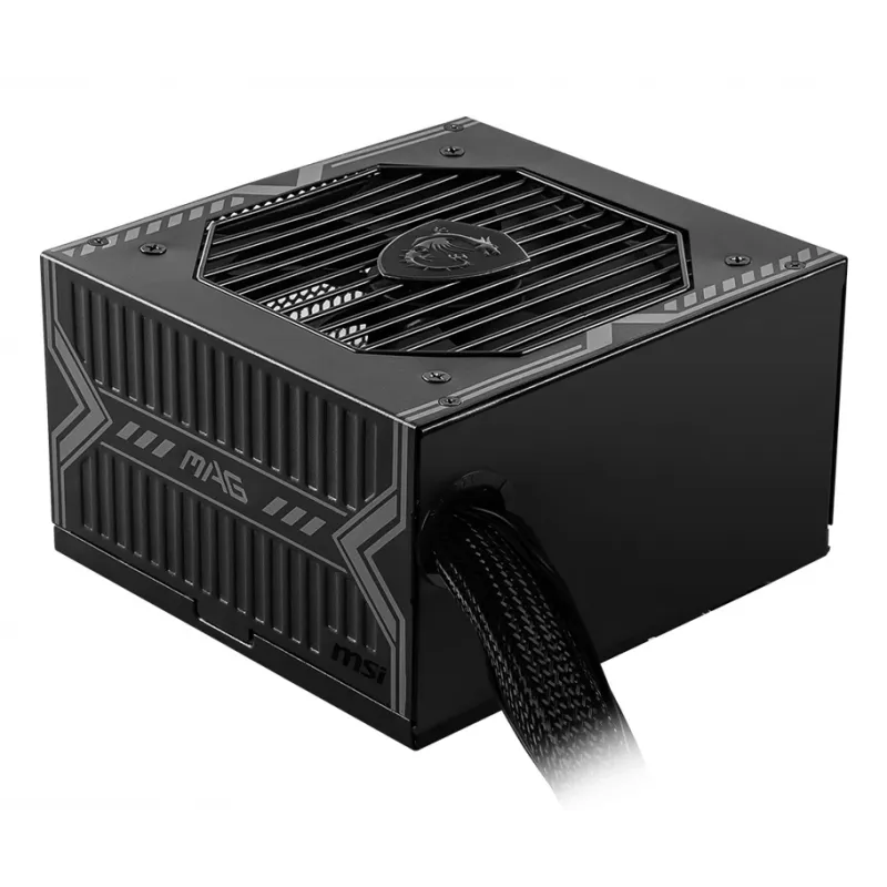 MSI MAG A550BN UK maitinimo blokas 550W, 80 Plus Bronze, 12V vienas kanalas, DC-DC grandinė, 120mm ventiliatorius, nemodulinis, pinti kabeliai, ATX, UK laidas, juodas