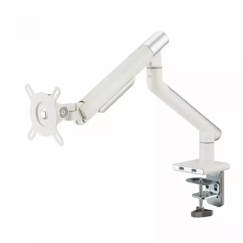 Monitorinis laikiklis ART RAMM L-19GD 17–32 colių, dujinė pagalba, 2–9 kg, 2x USB 3.0, baltas, spaustuvas