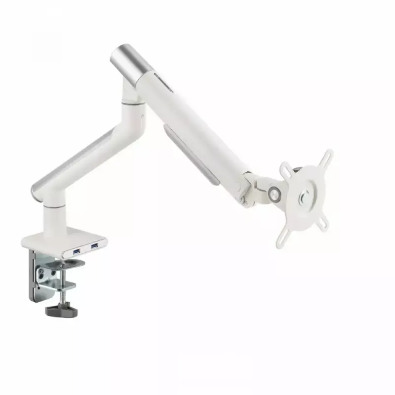 Monitorinis laikiklis ART RAMM L-19GD 17–32 colių, dujinė pagalba, 2–9 kg, 2x USB 3.0, baltas, spaustuvas