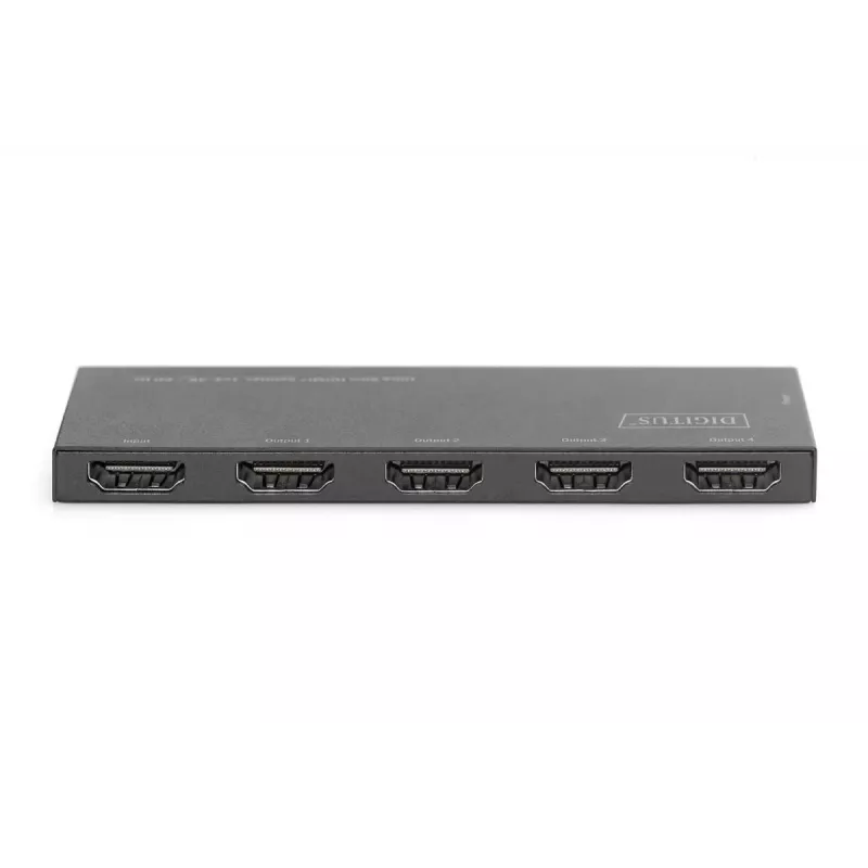 DIGITUS Ultra Slim HDMI skirstytuvas, 1x4, 4K/60Hz HDR, HDCP 2.2, 18 Gbps, maitinamas per Micro USB