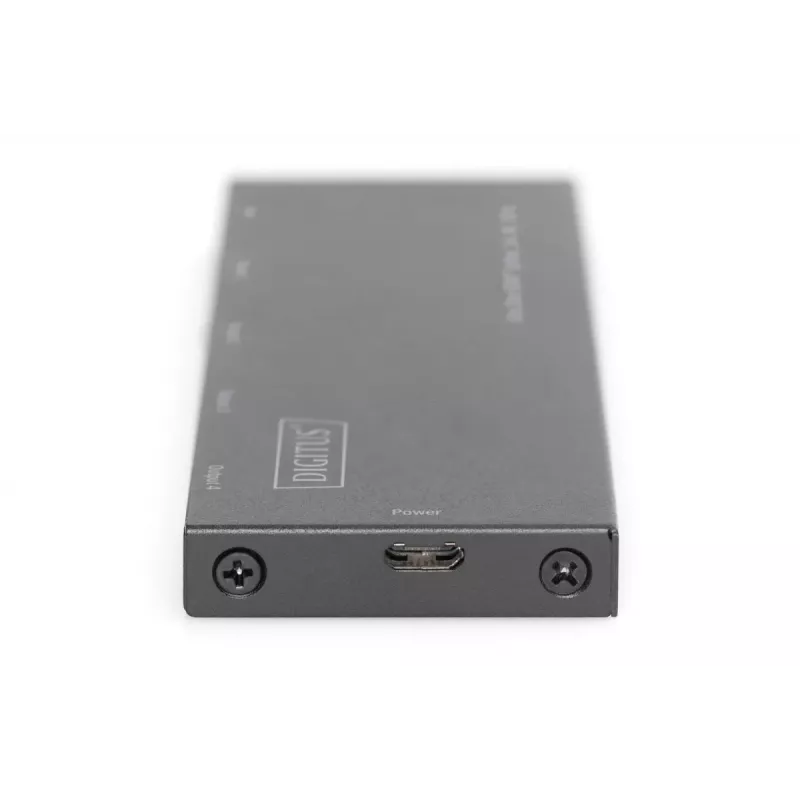DIGITUS Ultra Slim HDMI skirstytuvas, 1x4, 4K/60Hz HDR, HDCP 2.2, 18 Gbps, maitinamas per Micro USB