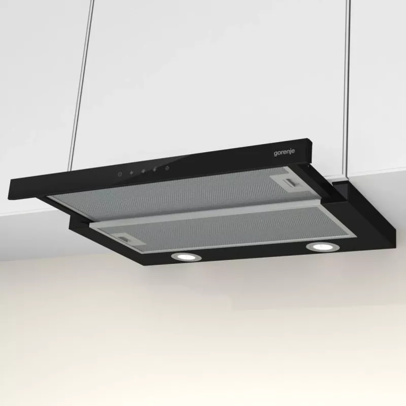 Gorenje TH64E4BG Pusiau įmontuojamas (ištraukiamas) gartraukis juodas 450 m³/h