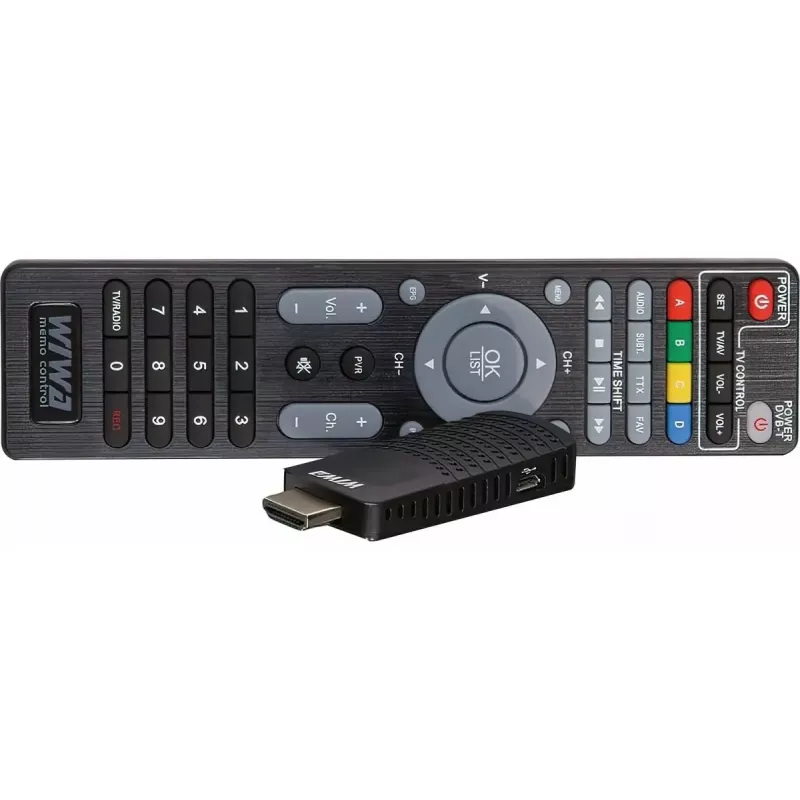 DVB-T/DVB-T2 imtuvas WIWA H.265 MINI — H.265 HD skaitmeninis antžeminis taimeris, Full HD, HDMI, USB, 5V/1,5A