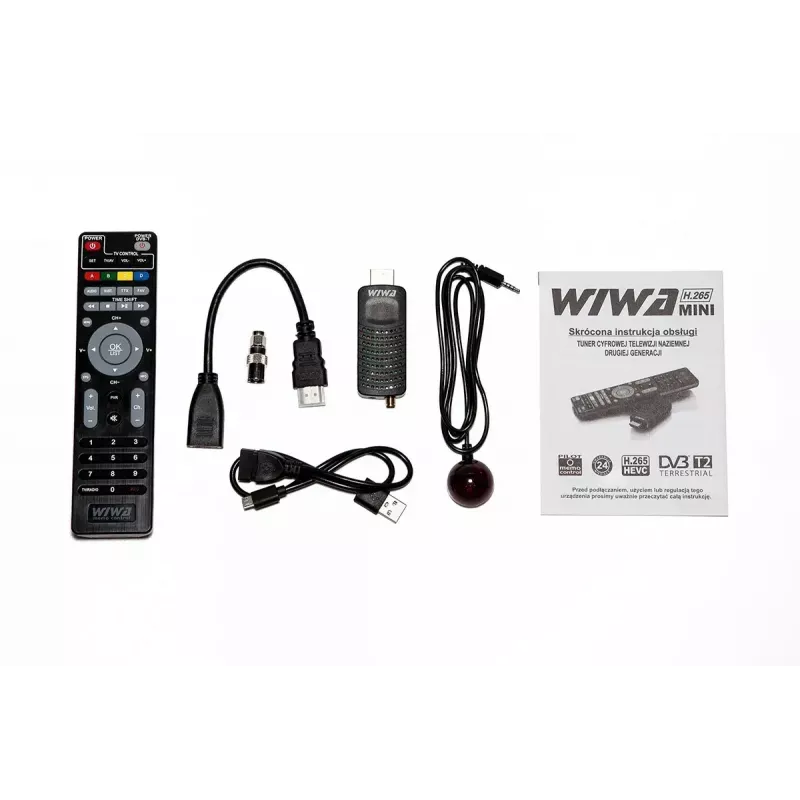 DVB-T/DVB-T2 imtuvas WIWA H.265 MINI — H.265 HD skaitmeninis antžeminis taimeris, Full HD, HDMI, USB, 5V/1,5A