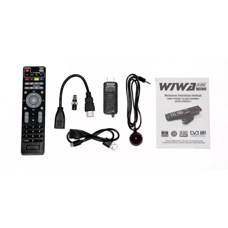DVB-T/DVB-T2 imtuvas WIWA H.265 MINI — H.265 HD skaitmeninis antžeminis taimeris, Full HD, HDMI, USB, 5V/1,5A