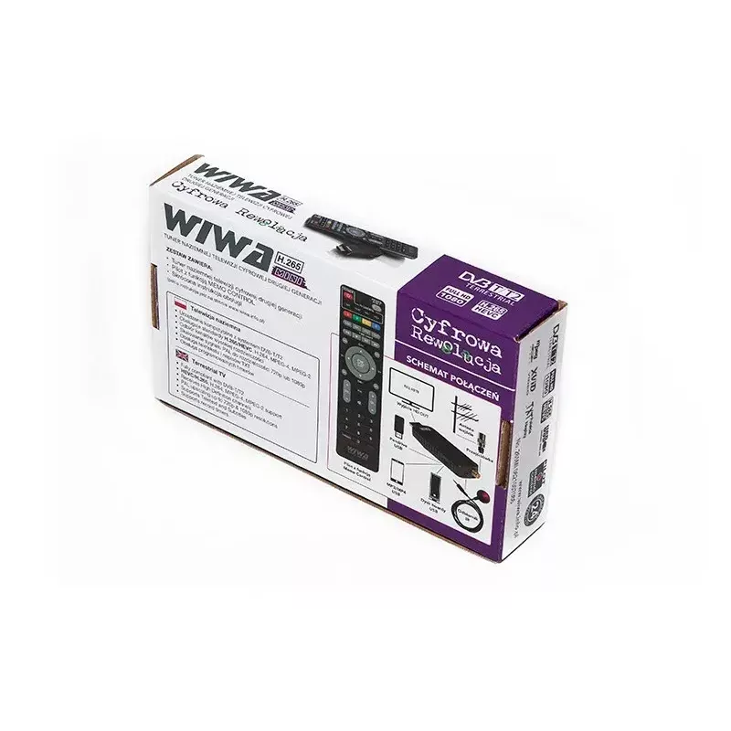 DVB-T/DVB-T2 imtuvas WIWA H.265 MINI — H.265 HD skaitmeninis antžeminis taimeris, Full HD, HDMI, USB, 5V/1,5A