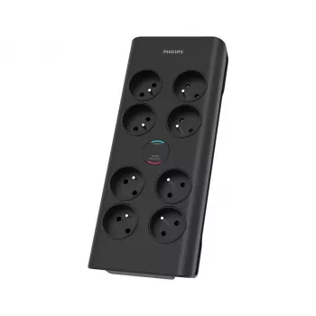 Philips SPN7080BA/60 apsauginis nuo viršįtampių filtras, juodas, 8 kištukiniai lizdai, 2 m