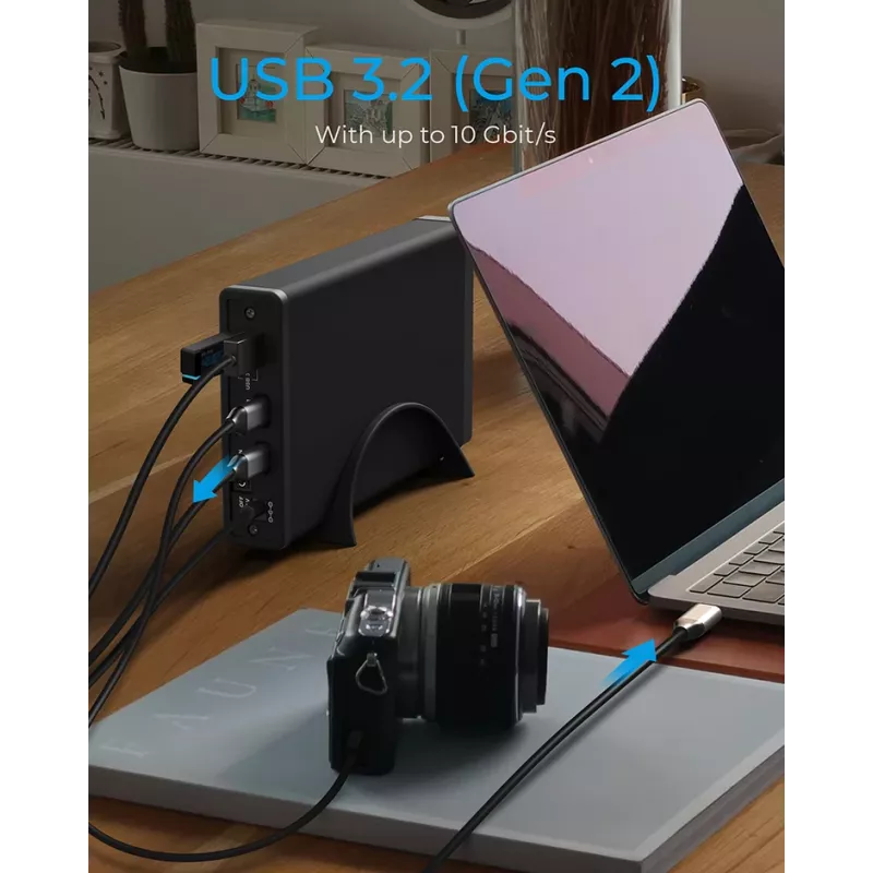 ICY BOX IB-382H-C31 Išorinis HDD/SSD dėklas Juodas 2.5/3.5 colio