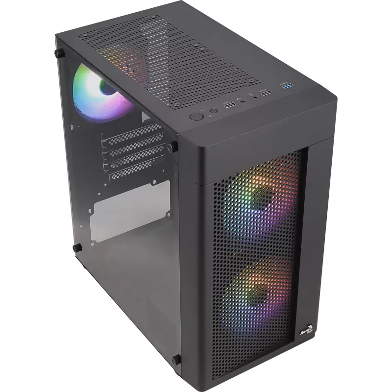 Aerocool HEXFORMBKV2 korpusas Micro ATX, 3 ventiliatoriai, FRGB, juodas