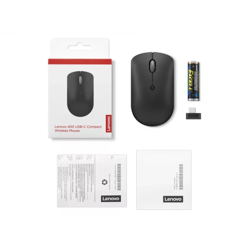 Lenovo 400 pelė Office Ambidextrous RF belaidė optinė 2400 DPI
