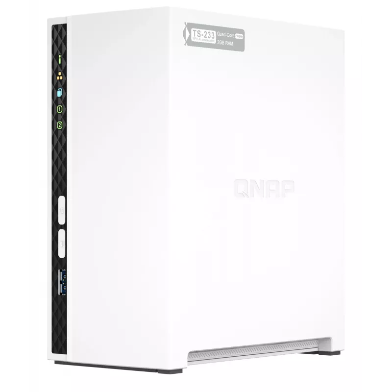 QNAP TS-233 NAS / saugojimo serveris bokštinis ARM Cortex-A55 2 GB 0 TB QNAP QTS Baltas