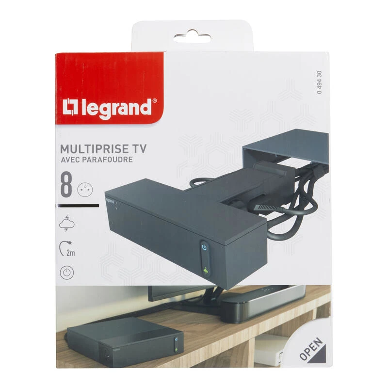 Legrand 049430 ilgintuvas 2 m 8 kištukinių lizdų Vidiniam naudojimui Juoda
