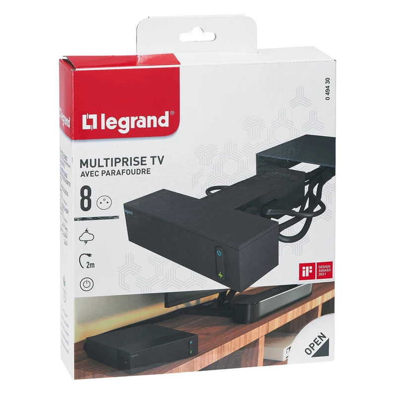 Legrand 049430 ilgintuvas 2 m 8 kištukinių lizdų Vidiniam naudojimui Juoda