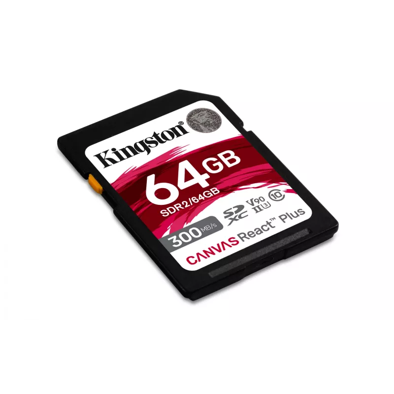Kingston Technology 64GB Canvas React Plus SDXC UHS-II 300R/260W U3 V90 – atminties kortelė Full HD/4K/8K