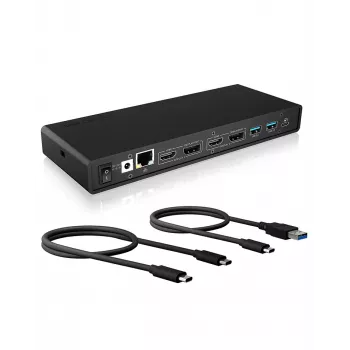 ICY BOX IB-DK2245AC USB 3.2 Gen 1 (3.1 Gen 1) Type-C dokavimo stotelė, juoda