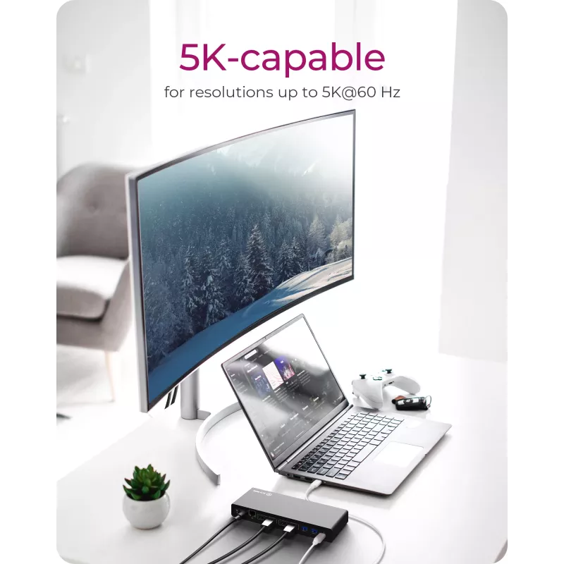 ICY BOX IB-DK2245AC USB 3.2 Gen 1 (3.1 Gen 1) Type-C dokavimo stotelė, juoda
