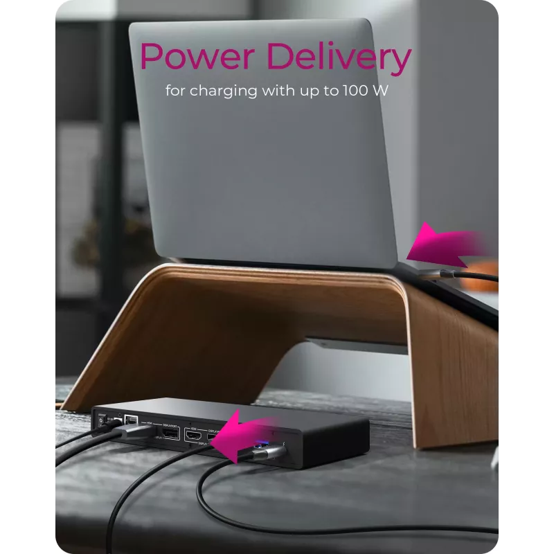 ICY BOX IB-DK2245AC USB 3.2 Gen 1 (3.1 Gen 1) Type-C dokavimo stotelė, juoda