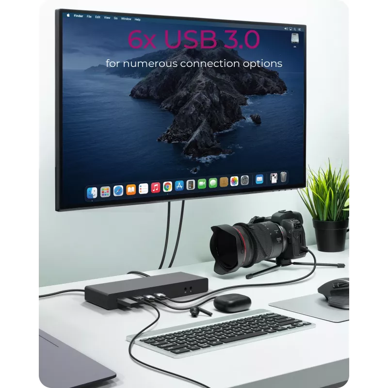 ICY BOX IB-DK2245AC USB 3.2 Gen 1 (3.1 Gen 1) Type-C dokavimo stotelė, juoda