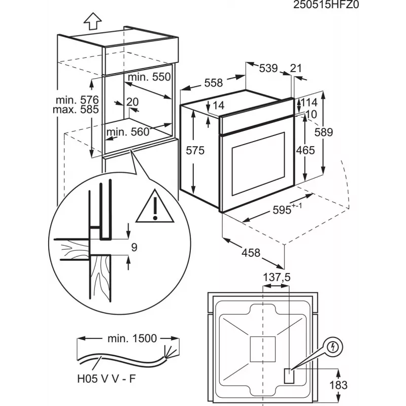 Elektrinė orkaitė Electrolux EOF3H50BX 65 L nerūdijantis plienas