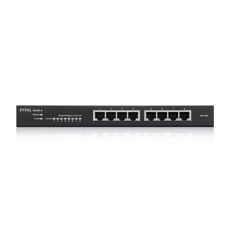Zyxel GS1915-8 valdomas L2 Gigabit Ethernet (10/100/1000) jungiklis, juodas