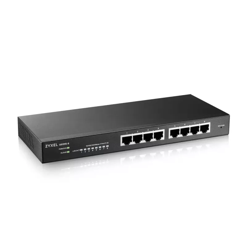Zyxel GS1915-8 valdomas L2 Gigabit Ethernet (10/100/1000) jungiklis, juodas