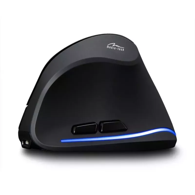 Belaidė vertikali pelė MEDIA-TECH MT1123, juoda, 2400 DPI, 5 mygtukai, RF USB imtuvas