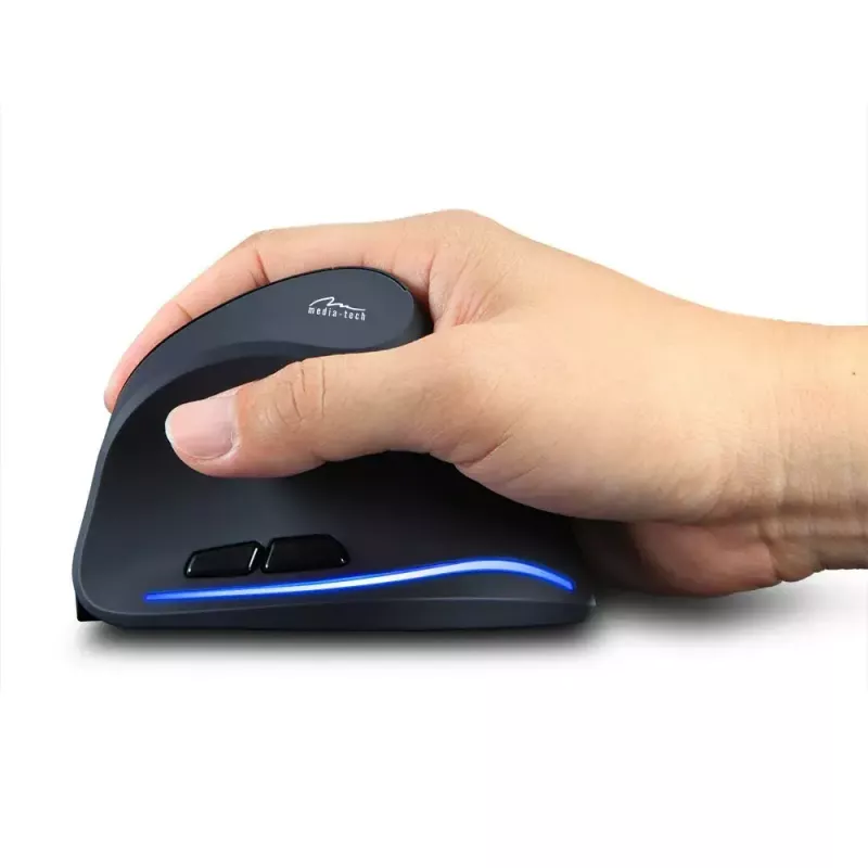 Belaidė vertikali pelė MEDIA-TECH MT1123, juoda, 2400 DPI, 5 mygtukai, RF USB imtuvas