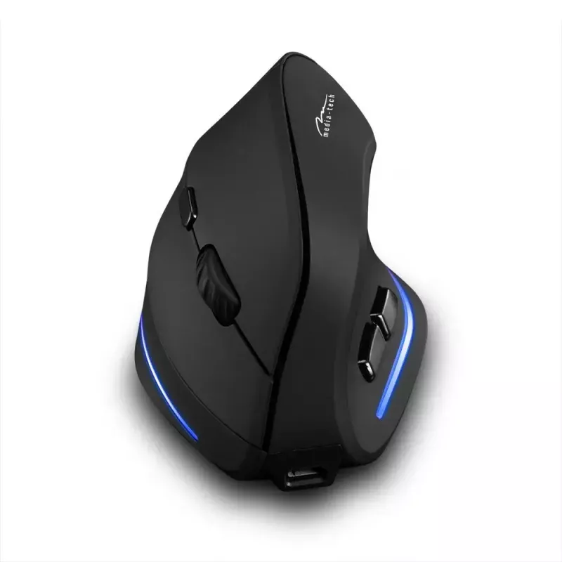 Belaidė vertikali pelė MEDIA-TECH MT1123, juoda, 2400 DPI, 5 mygtukai, RF USB imtuvas