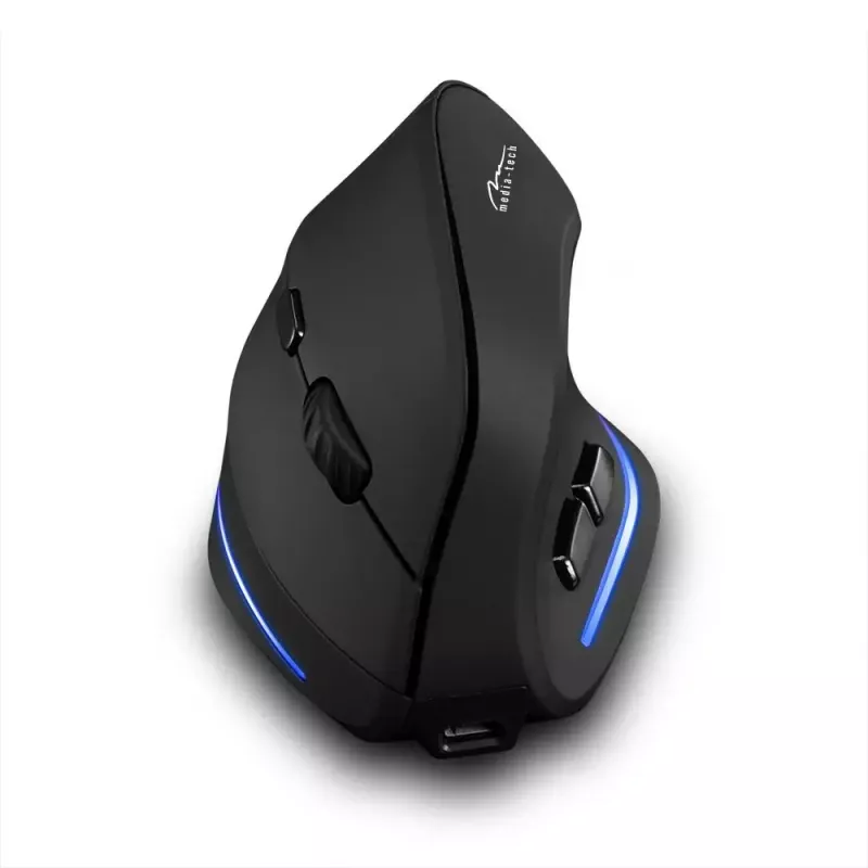 Belaidė vertikali pelė MEDIA-TECH MT1123, juoda, 2400 DPI, 5 mygtukai, RF USB imtuvas