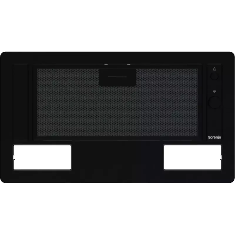 Įmontuojamas gartraukis Gorenje BHI681EB — 534 mm, 370 m³/h, aliumininis riebalų filtras, 67 dB, juodas