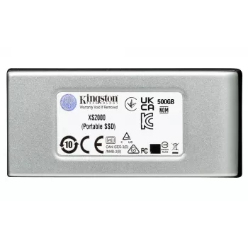 Kingston XS2000 4 TB nešiojamasis SSD, USB Type-C, 3.2 Gen 2, 2000 MB/s, juodas/sidabrinis