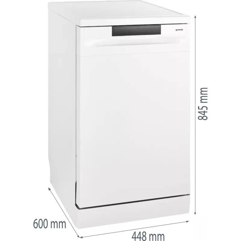 Laisvai pastatoma indaplovė Gorenje GS520E15W balta – 9 komplektų, 47 dB, 448×600×845 mm, 9 L/ciklas