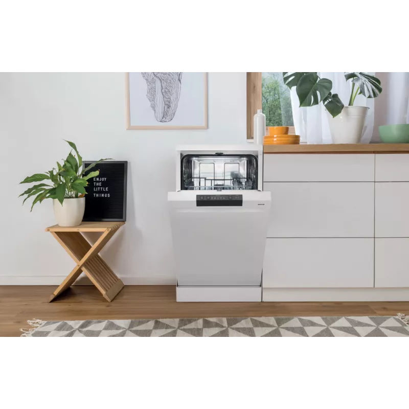 Laisvai pastatoma indaplovė Gorenje GS520E15W balta – 9 komplektų, 47 dB, 448×600×845 mm, 9 L/ciklas
