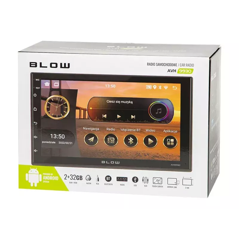 Automobilinis multimedijos grotuvas BLOW AVH-9930 juodas 200 W Wi-Fi Bluetooth