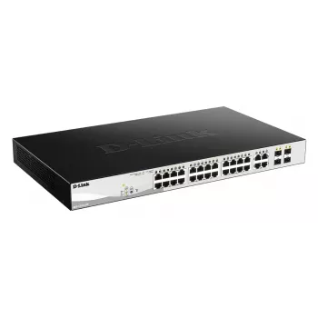 Valdomas L2 Gigabit PoE jungiklis D-Link DGS-1210-24P — 24x 10/100/1000 RJ-45, IEEE 802.3af/at, 56 Gbit/s, montuojamas stelaže, juodas