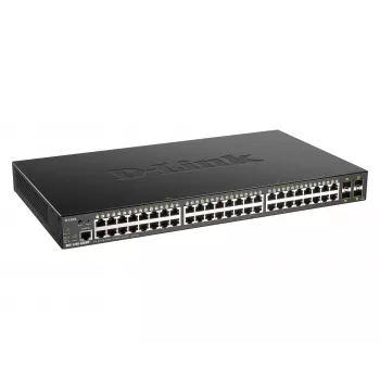 D-Link 48 prievadų Gigabit valdomas komutatorius su 4 x 10G SFP+ ir 370 W PoE