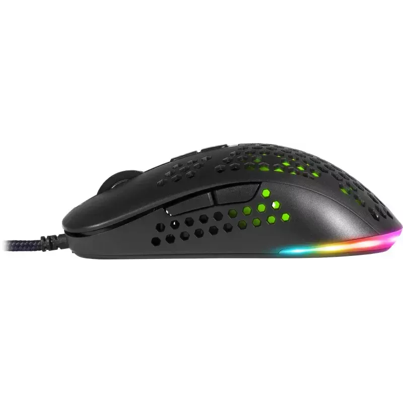 Žaidimų pelė DEFENDER SHEPARD GM-620L – optinė, dešinei rankai, iki 12800 DPI, 6–7 mygtukai, USB Type-A, juoda, 1,7 m laidas