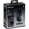Žaidimų pelė DEFENDER SHEPARD GM-620L – optinė, dešinei rankai, iki 12800 DPI, 6–7 mygtukai, USB Type-A, juoda, 1,7 m laidas